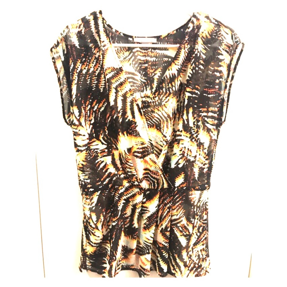 Sheer leaf print blouse